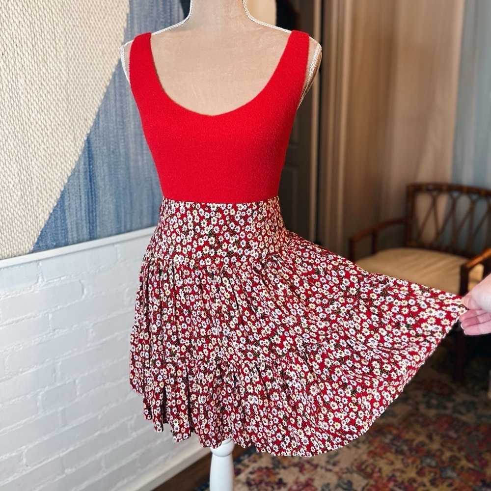 Natural Life Red Daisy Mini Skirt